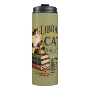 Bibliothek Katzen Gesellschaft Buchliebende Dreifa Thermosbecher