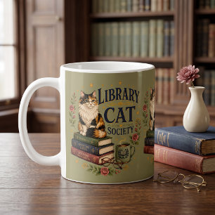 Bibliothek Katzen Gesellschaft Buchliebhaber Calic Kaffeetasse