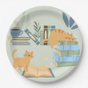 Bibliothek Katzen Pappteller