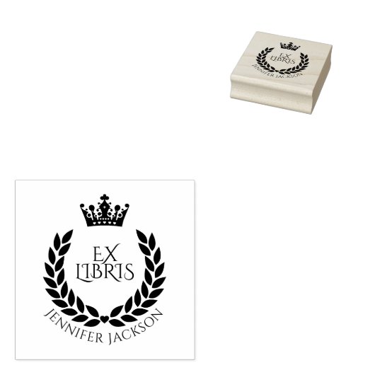 Bibliothek "Kranken und Kronen Ex Libris" Gummistempel (Stempel)