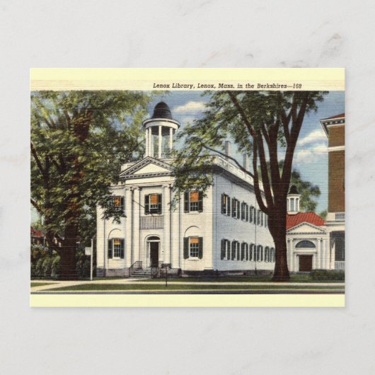 Bibliothek, Lenox, Massachusetts 1932 Vintag Postkarte (Vorderseite)