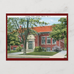 Bibliothek, Marion, Illinois Vintag Postkarte