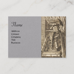 BIBLIOTHEK MIT BÜCHERN, graues Papier Visitenkarte