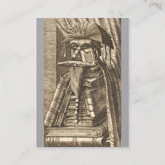 BIBLIOTHEK MIT BÜCHERN, graues Papier Visitenkarte (Rückseite)