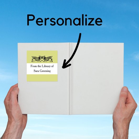 Bibliothek mit Etikettenaufklebern für Buchzeichen Quadratischer Aufkleber