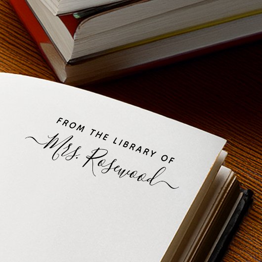 Bibliothek mit handgeschriebenem Skriptnamen Permastempel