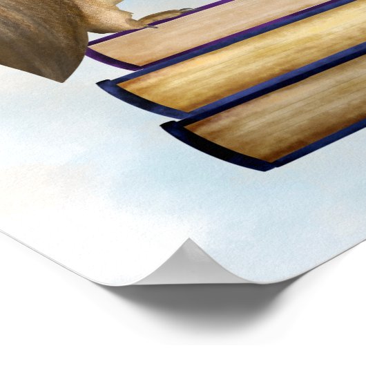 Bibliothek mit Mikroskop, Wall Art Poster (Ecke)