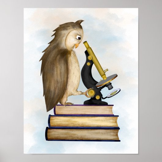 Bibliothek mit Mikroskop, Wall Art Poster (Vorne)
