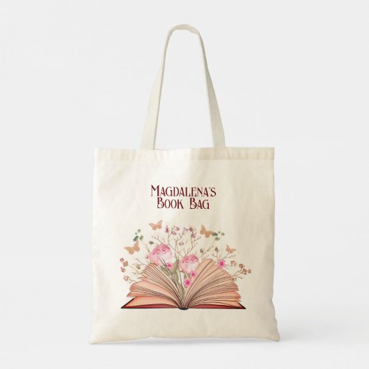 Bibliothek mit Whimsical Floral Butterfells Tragetasche (Rückseite)