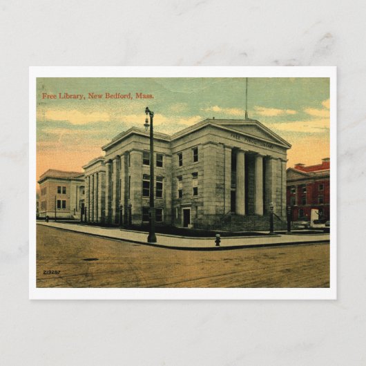 Bibliothek, New Bedford, MA 1912 Vintag Postkarte (Vorderseite)