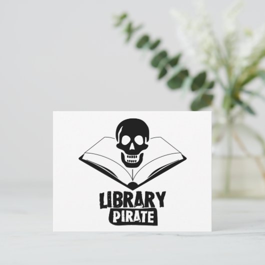 Bibliothek Pirate Postkarte (Stehend Vorderseite)