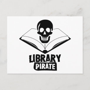 Bibliothek Pirate Postkarte