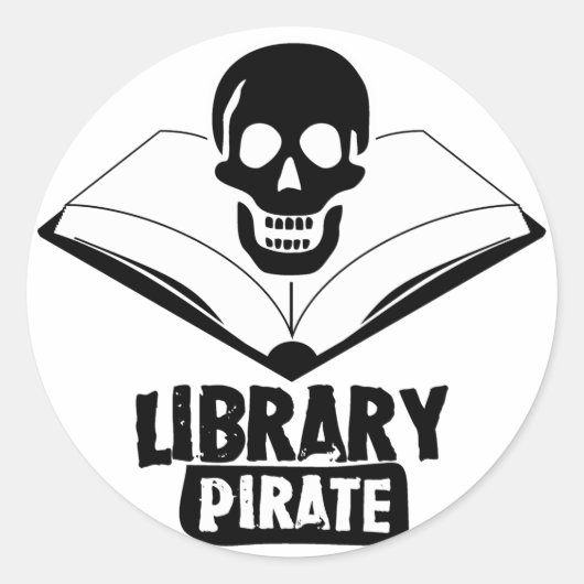 Bibliothek Pirate Runder Aufkleber (Vorderseite)
