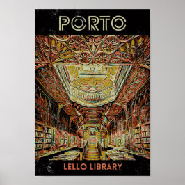 Bibliothek Porto Lello, Portugal Poster