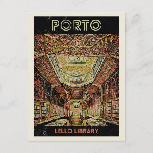 Bibliothek Porto Lello, Portugal Postkarte (Vorderseite)
