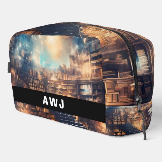 Bibliothek Print Dopp Bag Waschbeutel (Rechte Ecke)