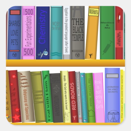 Bibliothek Quadratischer Aufkleber (Vorderseite)