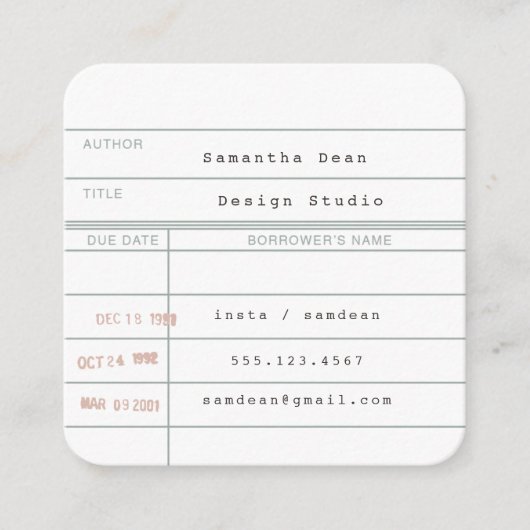 Bibliothek, Retro, Vintage Visitenkarte (Vorderseite)