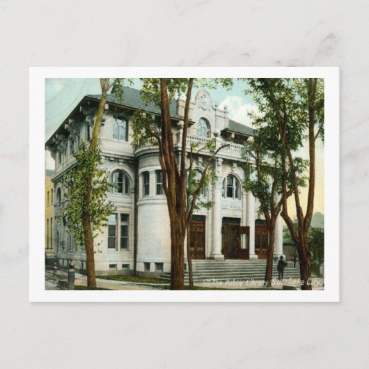 Bibliothek, Salt Lake City 1908 Vintag Postkarte (Vorderseite)