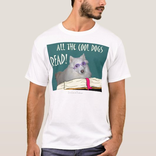 Bibliothek - Samoyed - coole Hunde las Bildung T-Shirt (Vorderseite)