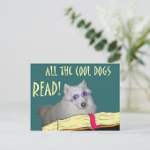 Bibliothek - Samoyed - Coole Hunde Lesen Postkarte (Stehend Vorderseite)