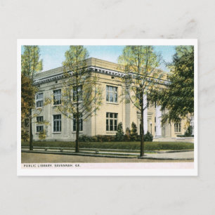 Bibliothek, Savannah, GA Vintage Postkarte