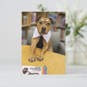 Bibliothek smart brillbook Funny Dog Foto Card Dankeskarte (Stehend Vorderseite)