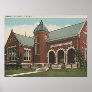 Bibliothek, Waterville Maine, 1920er Jahre Vintage Poster