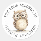 Bibliothek zur Darstellung von Uhu-Aquarellen Runder Aufkleber (Vorderseite)