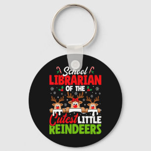 Bibliothekar der süßesten Rentiere Weihnachtsschul Schlüsselanhänger