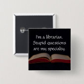 Bibliothekar-dumme Fragen Button (Vorne & Hinten)