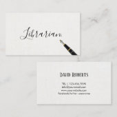 Bibliothekar-Handschrifts-Skript-elegantes Leinen Visitenkarte (Vorne/Hinten)