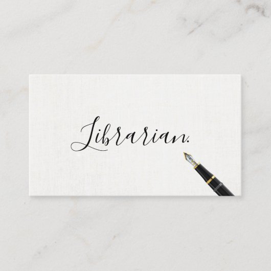Bibliothekar-Handschrifts-Skript-elegantes Leinen Visitenkarte (Vorderseite)