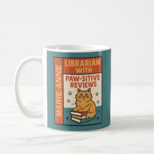 Bibliothekar mit Pfoten-positiven Bewertungen Katz Kaffeetasse