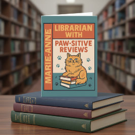 Bibliothekar mit positiven Bewertungen Katzen- und Karte