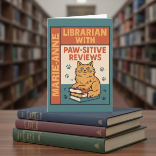 Bibliothekar mit positiven Bewertungen Katzen- und Karte