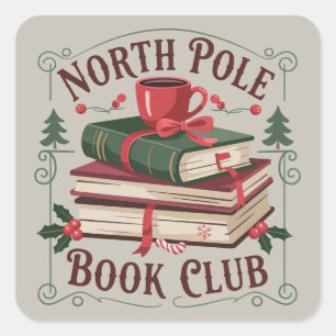 Bibliothekarin des North Pole Book Clubs Büchernar Quadratischer Aufkleber
