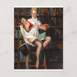 Bibliothekarin Pin Up Postkarte