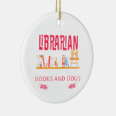Bibliothekarische Bücher und Hunde Keramik Ornament (Rechts)