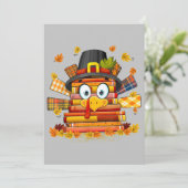 Bibliothekarischer Buchleser Funny Turkey Erntedan Feiertagskarte (Stehend Vorderseite)