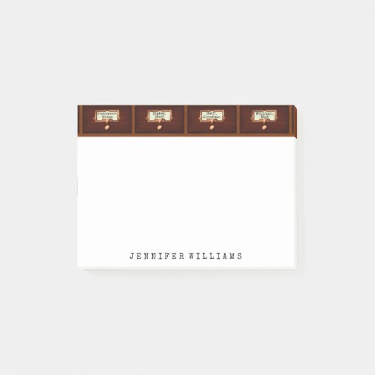 Bibliothekdatei Kabinett Englisch Lehrer Schriftst Post-it Klebezettel (Vorderseite)