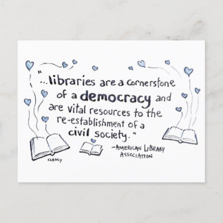 Bibliotheken sind Demokratie Feiertagspostkarte