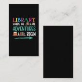 Bibliotheks-Abenteuer Bibliothekar Buchleser Bookw Visitenkarte (Vorne/Hinten)