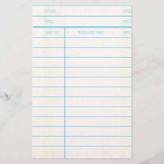 Bibliotheks-Buch-Datums-passende Karte (Vorderseite)