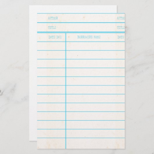 Bibliotheks-Buch-Datums-passende Karte (Vorne/Hinten)