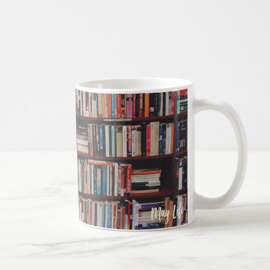 Bibliotheks-Bücherregal-Foto-Tasse Kaffeetasse (Rechts)
