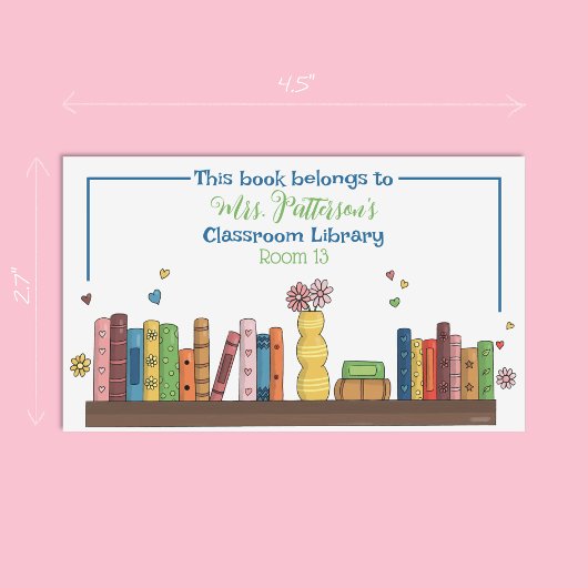 Bibliotheks-Buchzeichen für virtuelle Unterrichtsr Rechteckiger Aufkleber