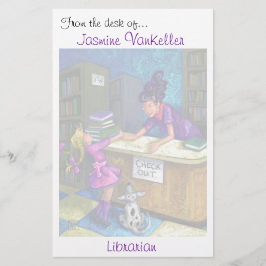 Bibliotheks-Karo-heraus Kunst personalisiert Briefpapier (Vorderseite)