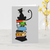 Bibliotheks-Katze Karte (Gelbe Blume)
