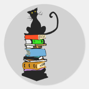 Bibliotheks-Katze Runder Aufkleber